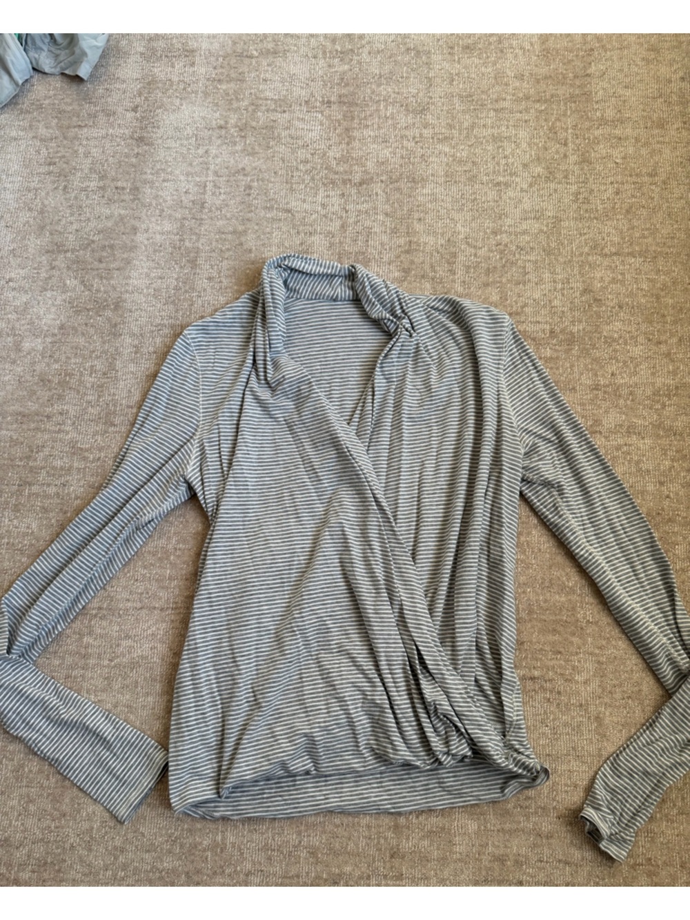 lululemon athletica Gray and White Striped Long-Sleeve Top